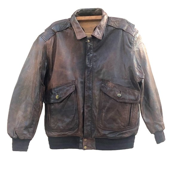 Other - A2 Bomber Air Force Style Distressed Brown Leather Flight Jacket  Size 44 XL